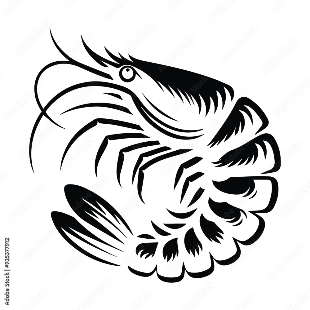 Obraz premium Shrimp Silhouette Vector, This is an editable and printable vector
