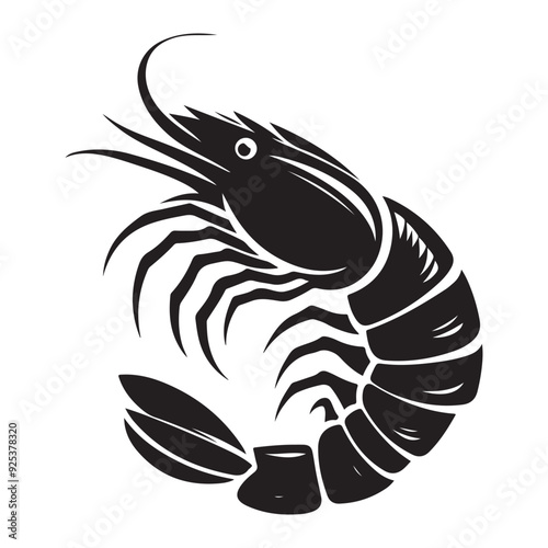 Shrimp Silhouette Vector, This is an editable and printable vector