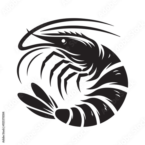 Shrimp Silhouette Vector, This is an editable and printable vector