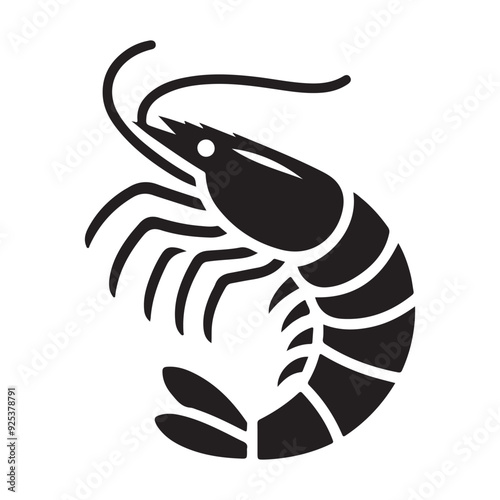 Shrimp Silhouette Vector, This is an editable and printable vector