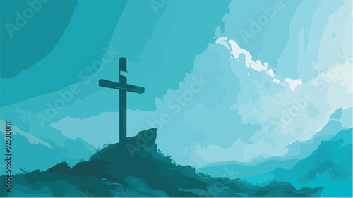 Christian Cross On Hill Top Religion Spiritual Hope Faith God Jesus Christ Heaven Easter Sunday Good Friday Background Transparent Image
