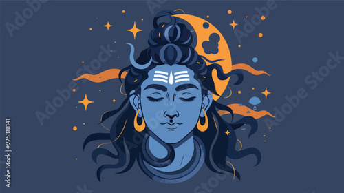 Lord Shiva Hindu God Mahadev Meditation Spirituality India Religion Mahakal Deity Trishul Crescent Moon Divine Illustration Transparent Background