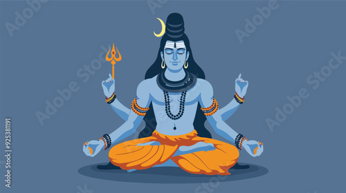Lord Shiva Meditating Hindu God Mahadev Trishul Illustration Spirituality Yoga Meditation India Religion Spiritual Transparent Background