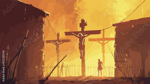 Three crucifixions war religion ancient times faith despair suffering persecution death ancient rome jesus christ christianity bible god historical roman empire soldier martyr crucifixion scene