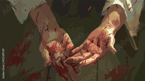 Bloody Hands Hurt Pain Suffering Injury Wound Cut Violence Accident Assault Victim Crime Horror Fear Medical Emergency Help First Aid Blood Red Gore Dark Disturbing