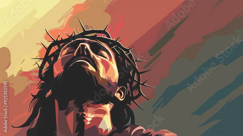 Jesus Christ Crown Of Thorns Christian Faith Religious Illustration Background Clip Art Vector Graphic Design Print Digital Art Modern Art Abstract Colorful Spirituality God Savior Redeemer Son Of God