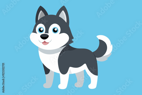 Cute husky dog cartoon vector art illustration