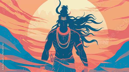 Lord Shiva Hindu God Silhouette Artistic Illustration Indian Deity Colorful Background Transparent Background Spirituality Meditation Yoga Hinduism Religion Culture India Divine Mahadev Trishul