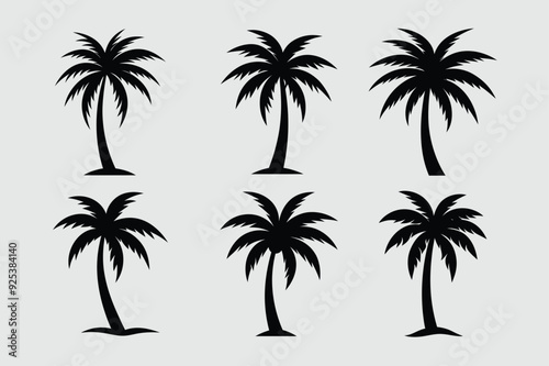 Palm Tree Line Art Silhouette Vector Abstract Geometric Palm Tree Illustration Cute Kawaii Mascot Logo Clipart