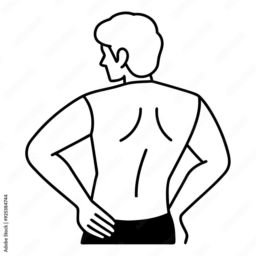 Naklejka premium Dolor de espalda line art vector illustration