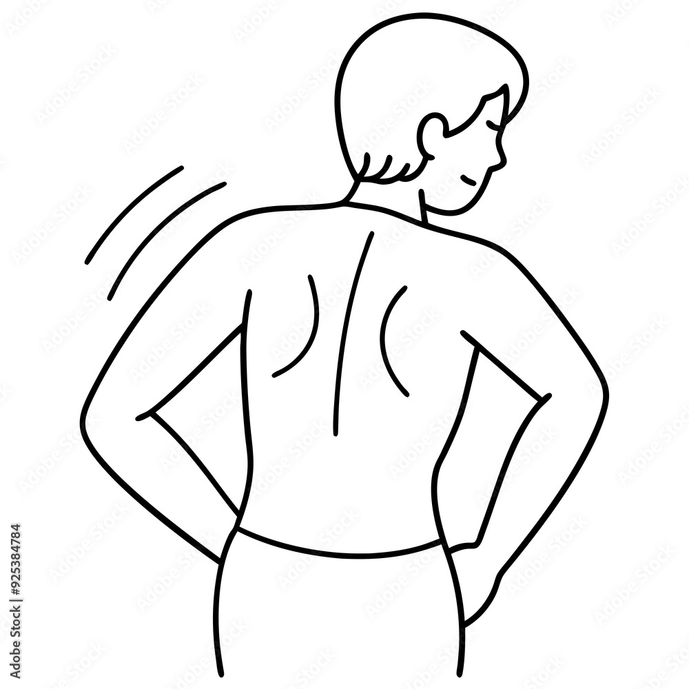 Fototapeta premium Dolor de espalda line art vector illustration