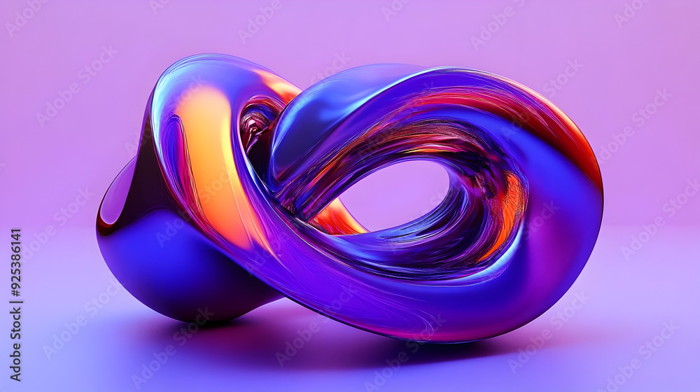 A vibrant, abstract sculpture with smooth curves and a glossy finish against a purple backdrop. A vibrant, abstract sculpture with smooth curves and a glossy finish against a purple backdrop.