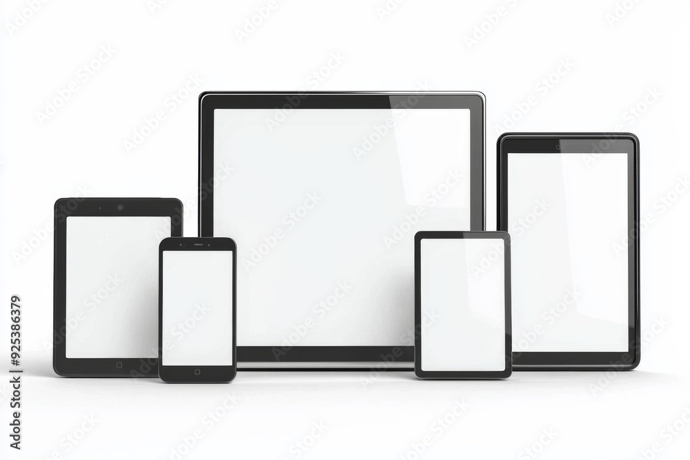 Multiple responsive screen and mobile devices mockup created with Generative AI Multiple responsive screen and mobile devices mockup created with Generative AI