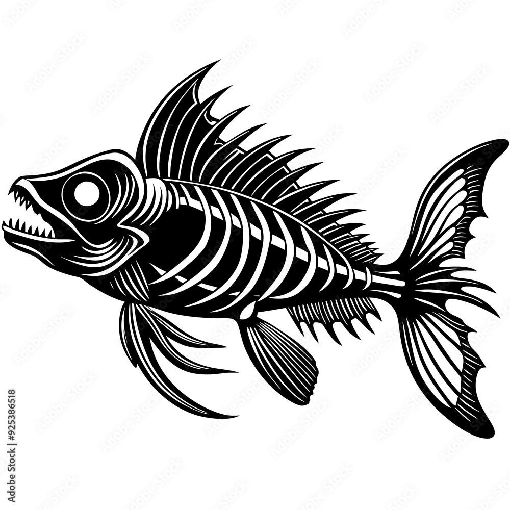 Fototapeta premium Stealth Skeleton Predator Fish Skeleton art vector illustration