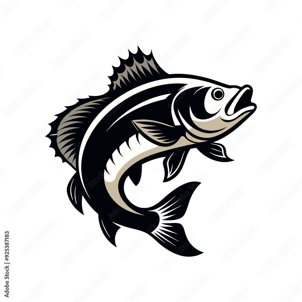 Bass fish vector isolated illustration design