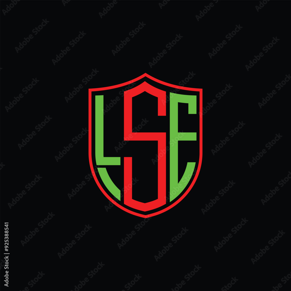 LSE creative letter shield logo design vector icon illustration 