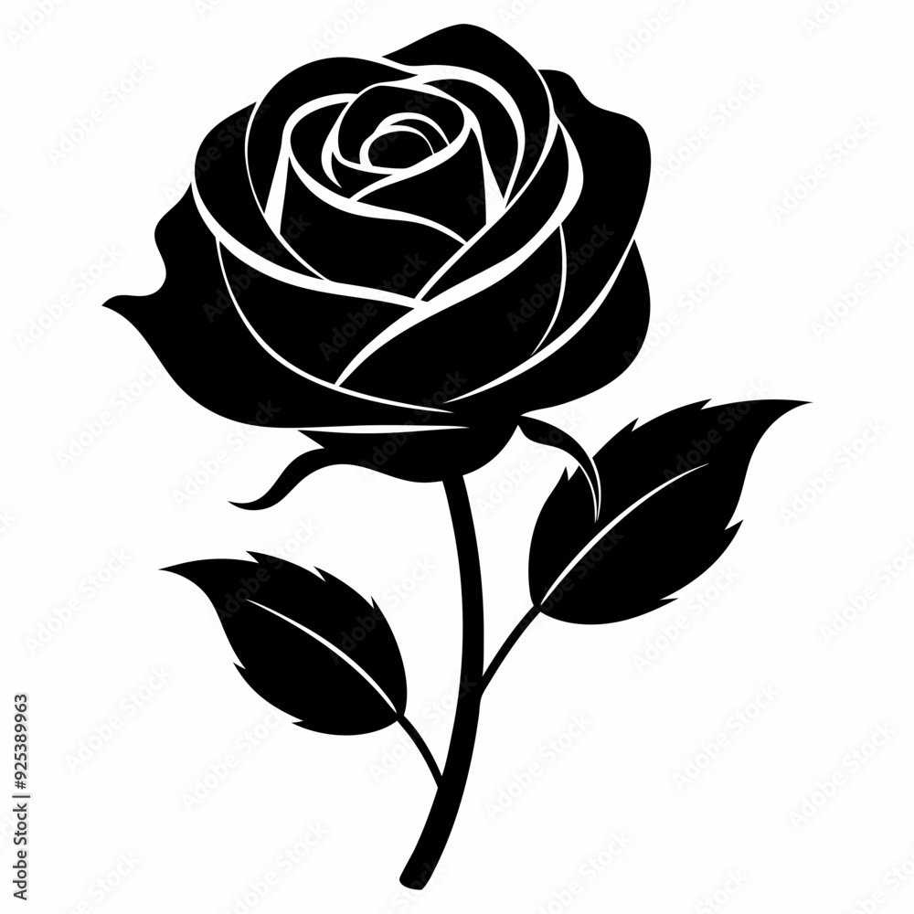 Beautiful rose flower clipart silhouette vector illustration floral design
