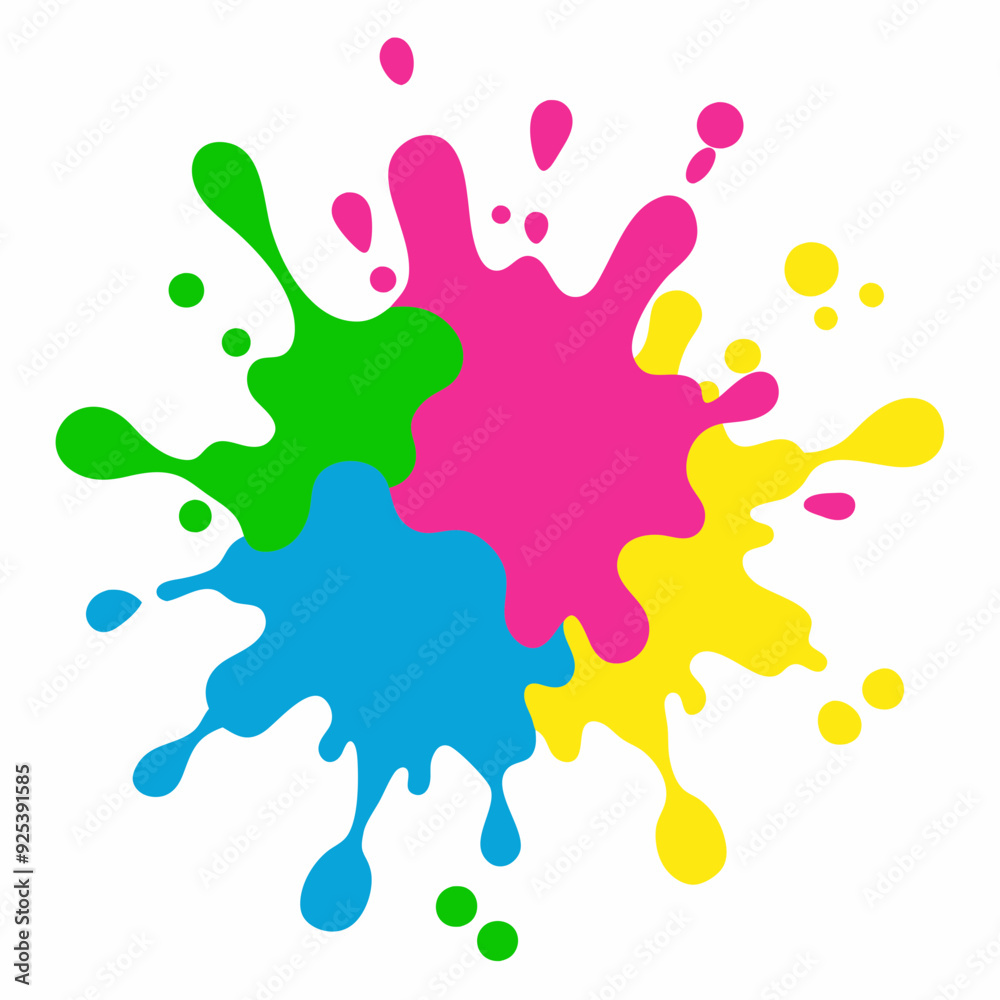 Paint splatter pink ,green ,blue ,yellow art vector illustration Paint splatter pink ,green ,blue ,yellow art vector illustration