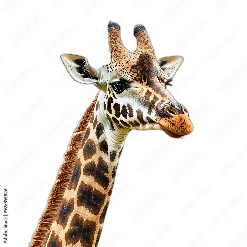 Fototapeta premium Giraffe Portrait on Black Background.