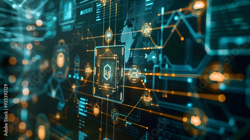 Wallpaper Mural Cyber Security Network Illustration - Digital Data Protection Torontodigital.ca