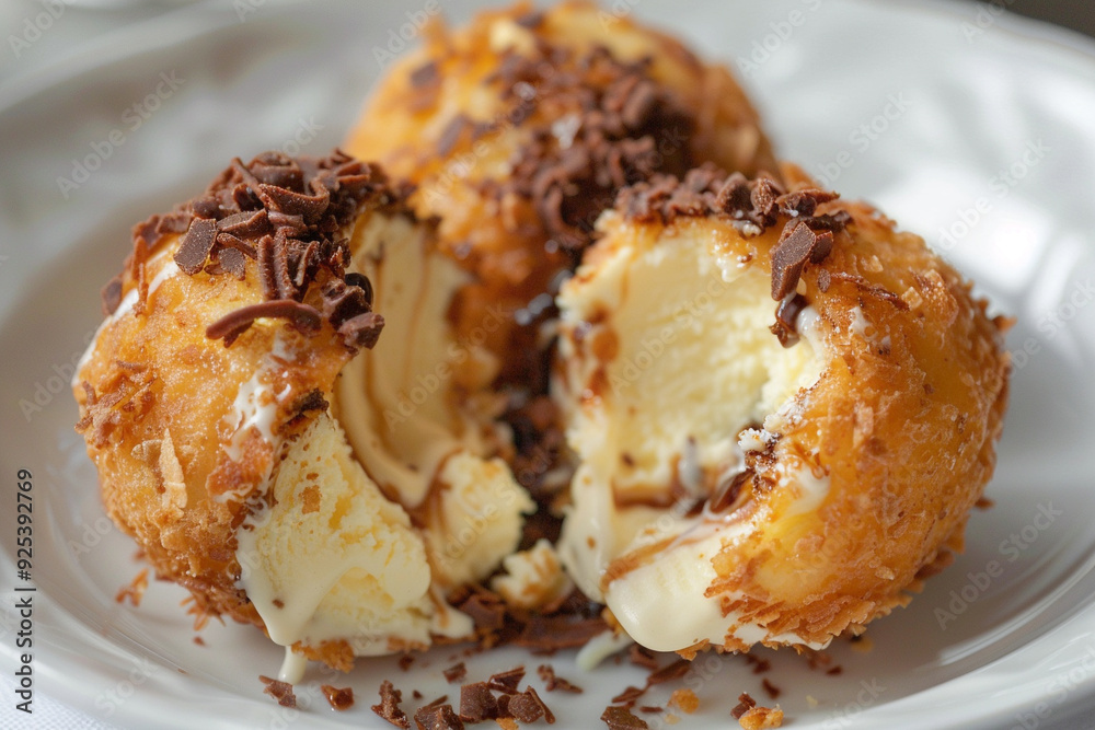 Fried Ice Cream Dessert with Chocolate Topping Fried Ice Cream Dessert with Chocolate Topping