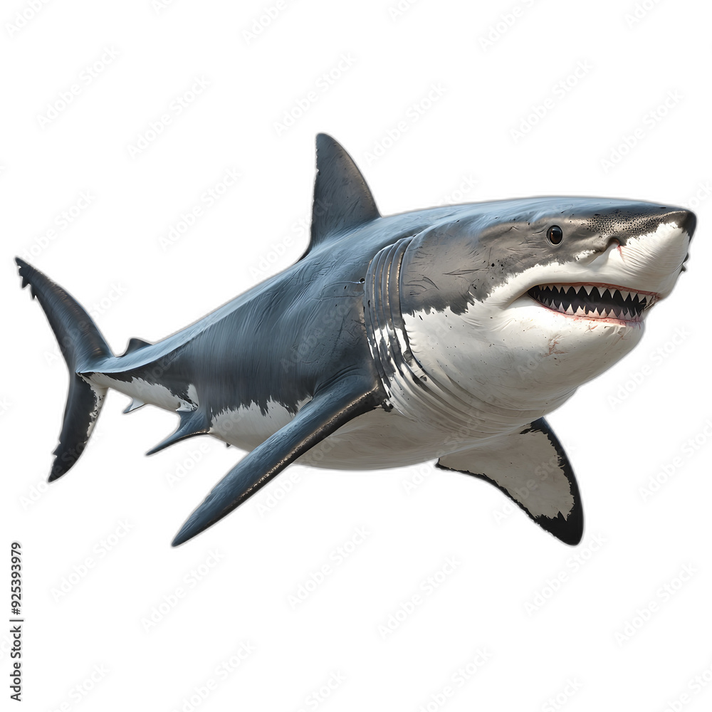 Great White Shark in Black Background. Great White Shark in Black Background.