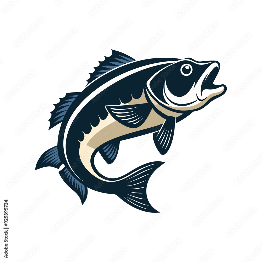 Obraz premium Bass fish vector isolated illustration design
