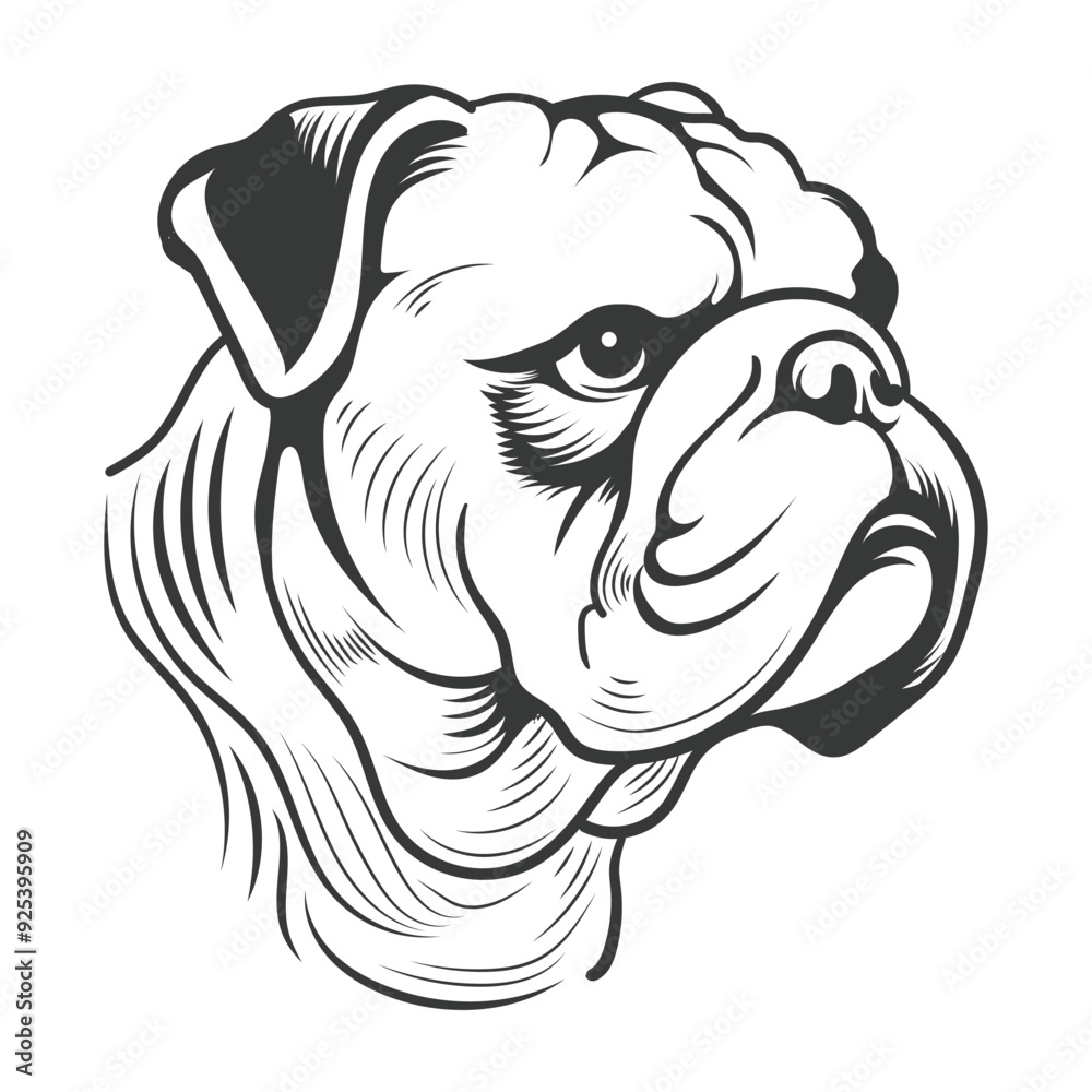 Bulldog head side view cute line art vector design Bulldog head side view cute line art vector design