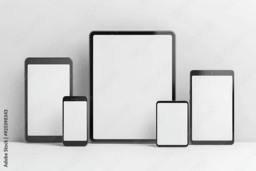 Multiple responsive screen and mobile devices mockup created with Generative AI Multiple responsive screen and mobile devices mockup created with Generative AI