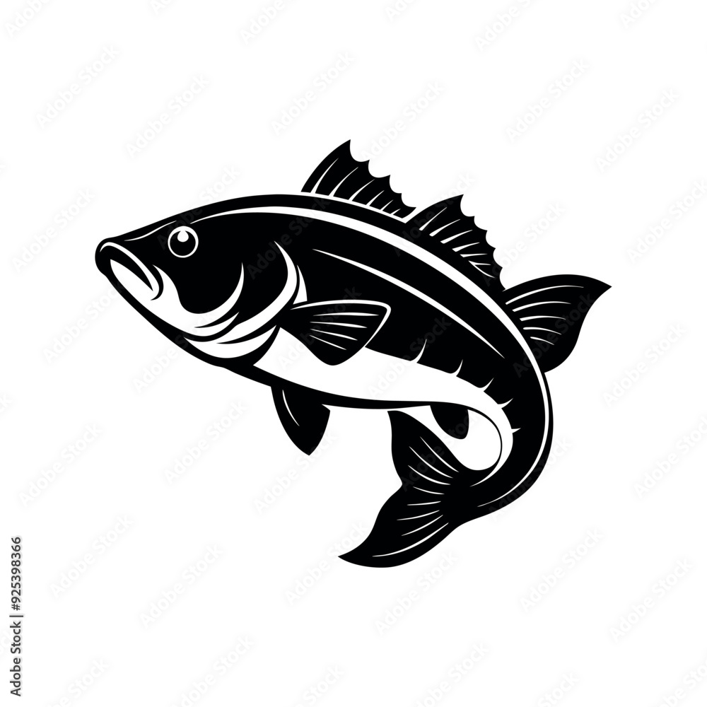 Fototapeta premium Bass fish vector isolated illustration design