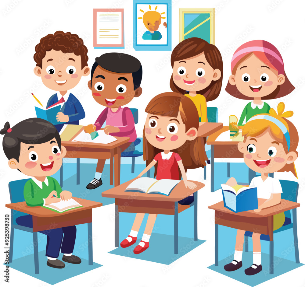 Kids reading, group of friends in a school Kids reading, group of friends in a school