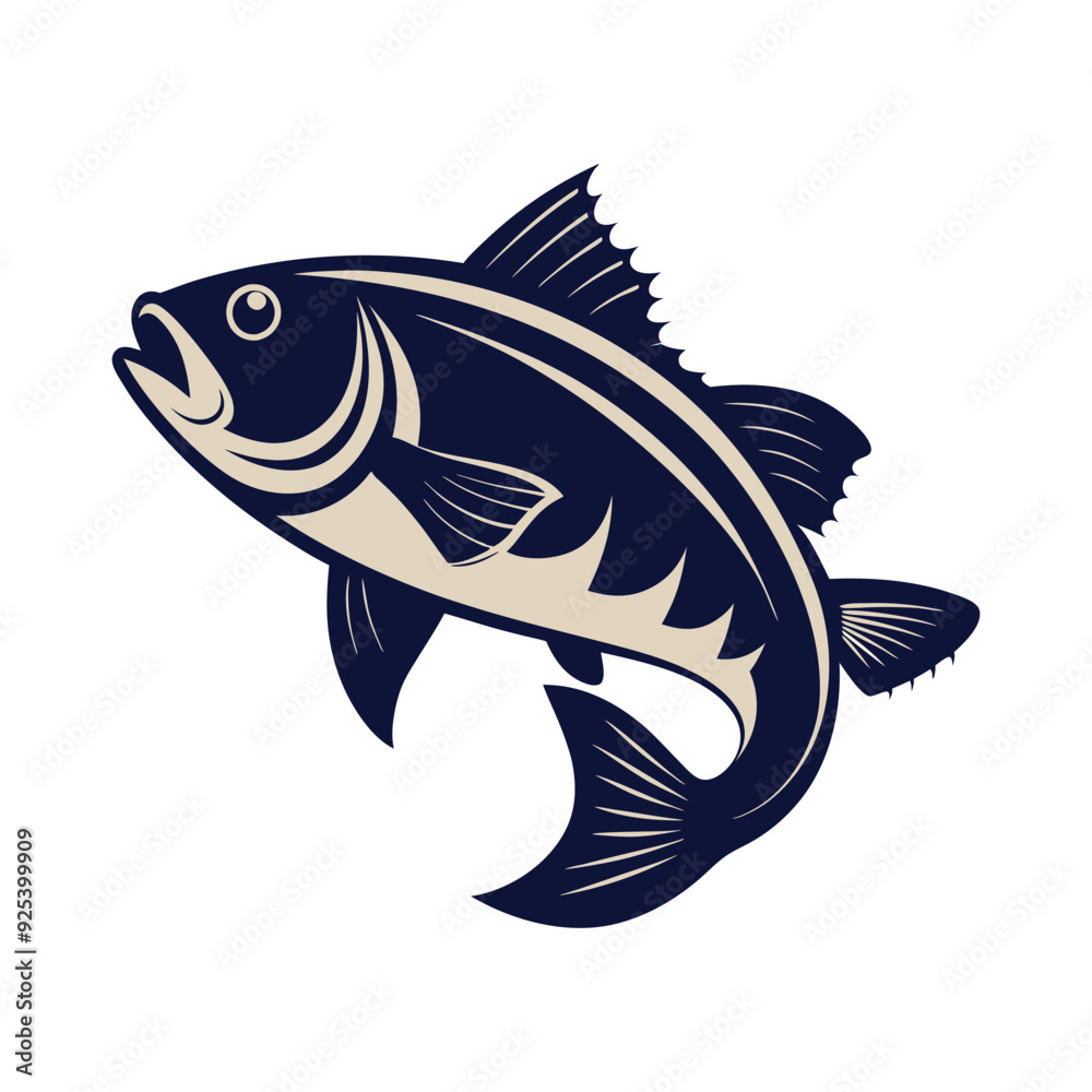Fototapeta premium Bass fish vector isolated illustration design