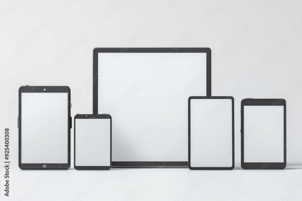 Multiple responsive screen and mobile devices mockup created with Generative AI Multiple responsive screen and mobile devices mockup created with Generative AI