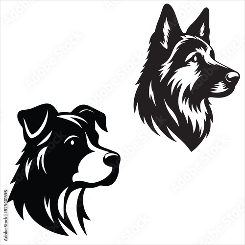 illustration of a dog set silhouette vector 