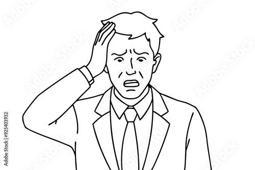 A man so sad and with head art vector illustration