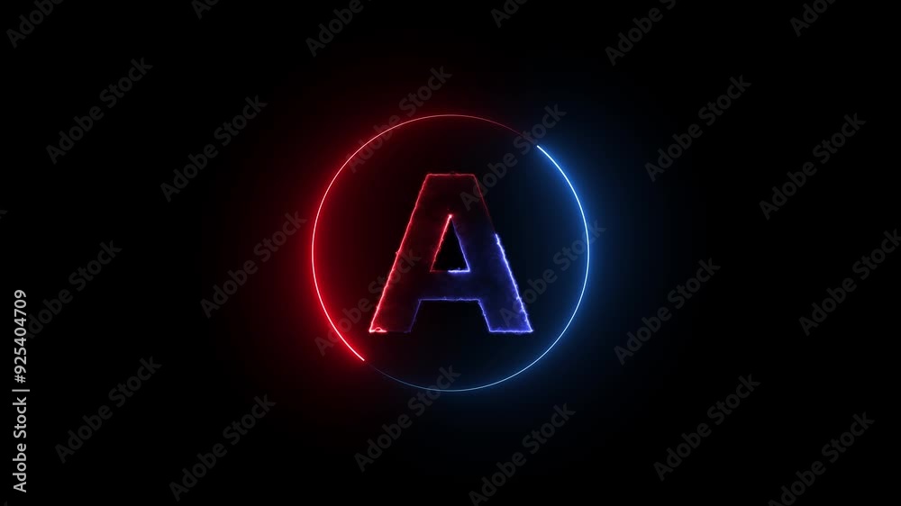 Abstract neon light A text animation ,blue and red color text . Abstract glowing neon line skip left icon animation. Abstract neon light A text animation ,blue and red color text . Abstract glowing neon line skip left icon animation.