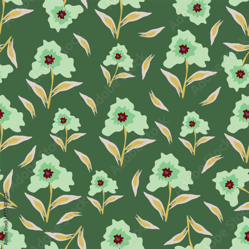 Elegance pink floral stems seamless pattern on a grey background. Vector hand drawn. Artistic, abstract flowers and tiny leaves, buds bells printing. Template for designs, fabric, fashion, textile
