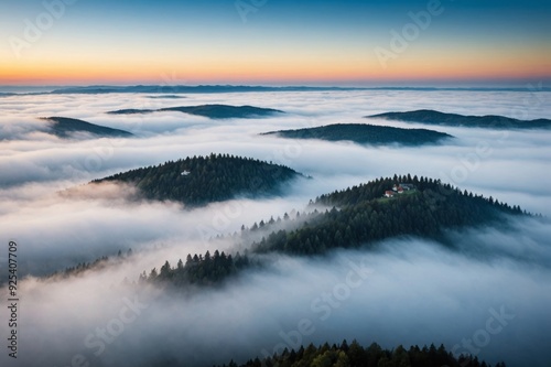 Panoramic view of the abstract fog