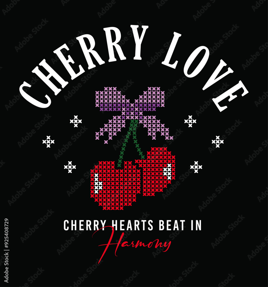 Embroidery cherry vector.Etamine detailed cherry graphic.Trendy kids t-shirt and sweatshirt graphic design.Cute cherry print with embroidery.Graphic for celebration cards and children's products. Embroidery cherry vector.Etamine detailed cherry graphic.Trendy kids t-shirt and sweatshirt graphic design.Cute cherry print with embroidery.Graphic for celebration cards and children's products.