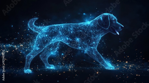 Digital Dog: A Futuristic Canine in Blue Light