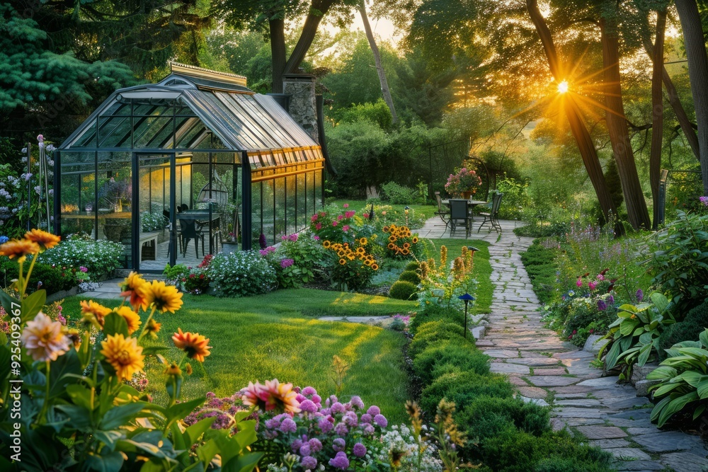 Obraz premium Beautiful Flower Garden Pathway