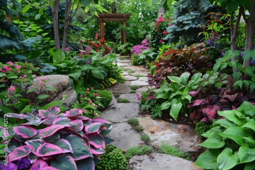 Serene Pathway through a Tropical Garden