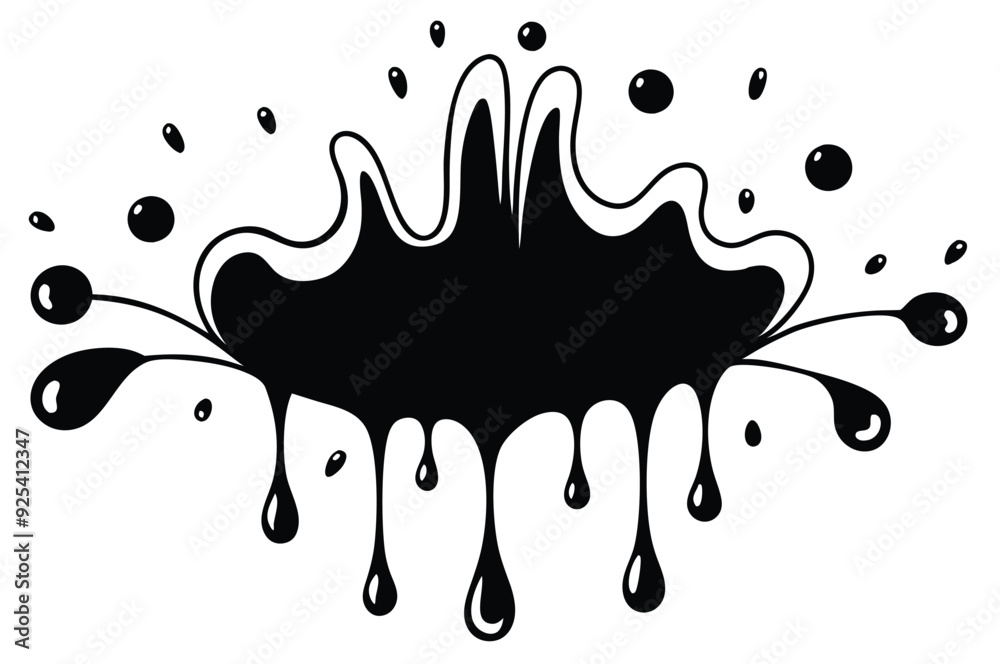 Water drops and splash silhouette collection in simple doodle style. Set different liquid shapes and silhouette. 