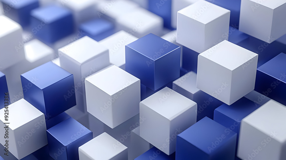 Abstract 3D background of white and blue cubes. Abstract 3D background of white and blue cubes.