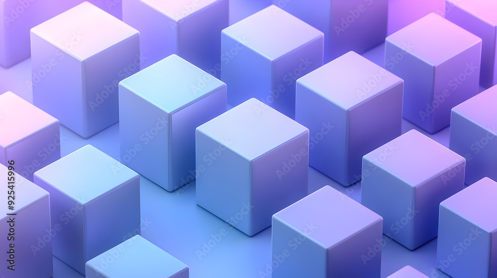 Abstract 3D cubes with purple and blue gradient lighting. Abstract 3D cubes with purple and blue gradient lighting.