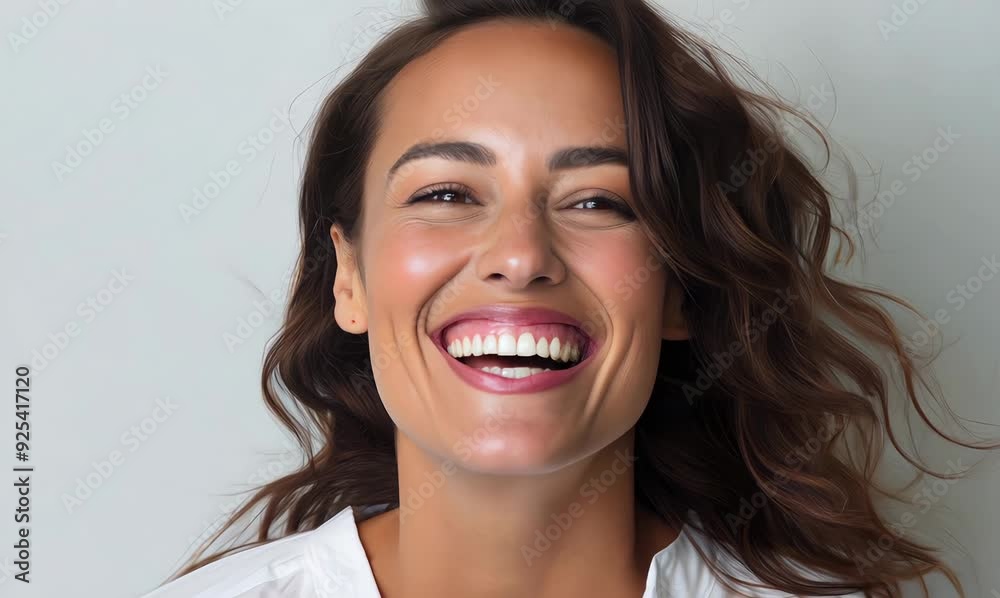 Close up portrait of happy young woman smiling at camera. Isolated white background. Close up portrait of happy young woman smiling at camera. Isolated white background.