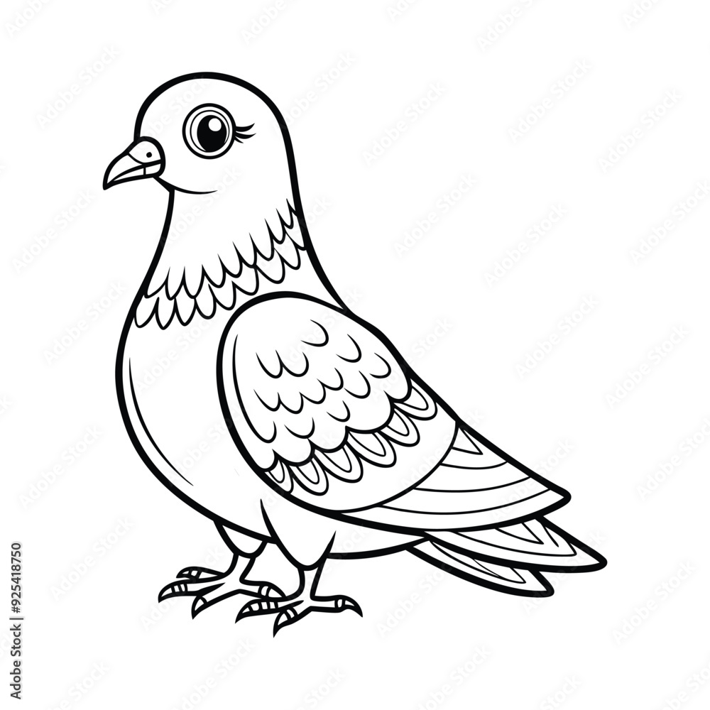 Obraz premium A black and white drawing of a Pigeon bird 03