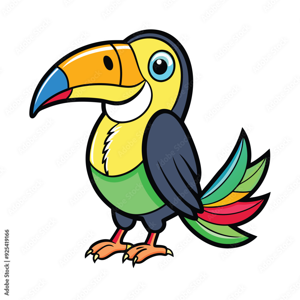 Fototapeta premium A black and white drawing of a toucan bird 01