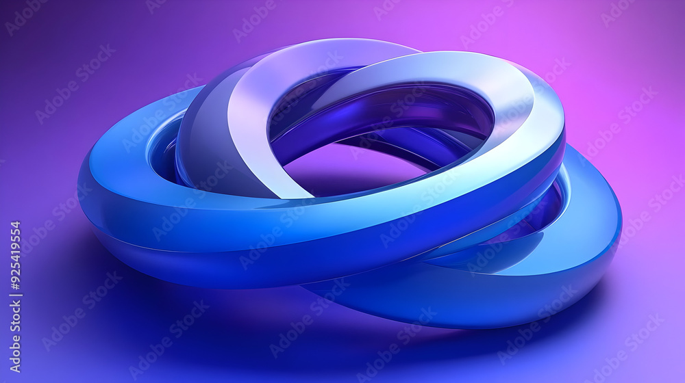 Abstract 3D rendering of blue and purple glossy rings interlocked. Abstract 3D rendering of blue and purple glossy rings interlocked.