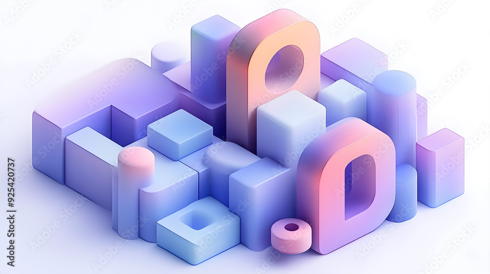 Abstract 3D shapes in soft pastel colors creating a modern design aesthetic.